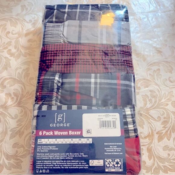 George Woven Boxer Shorts 6 pack Men’s Sz Large 36-38 NWT Unopened - Picture 2 of 2